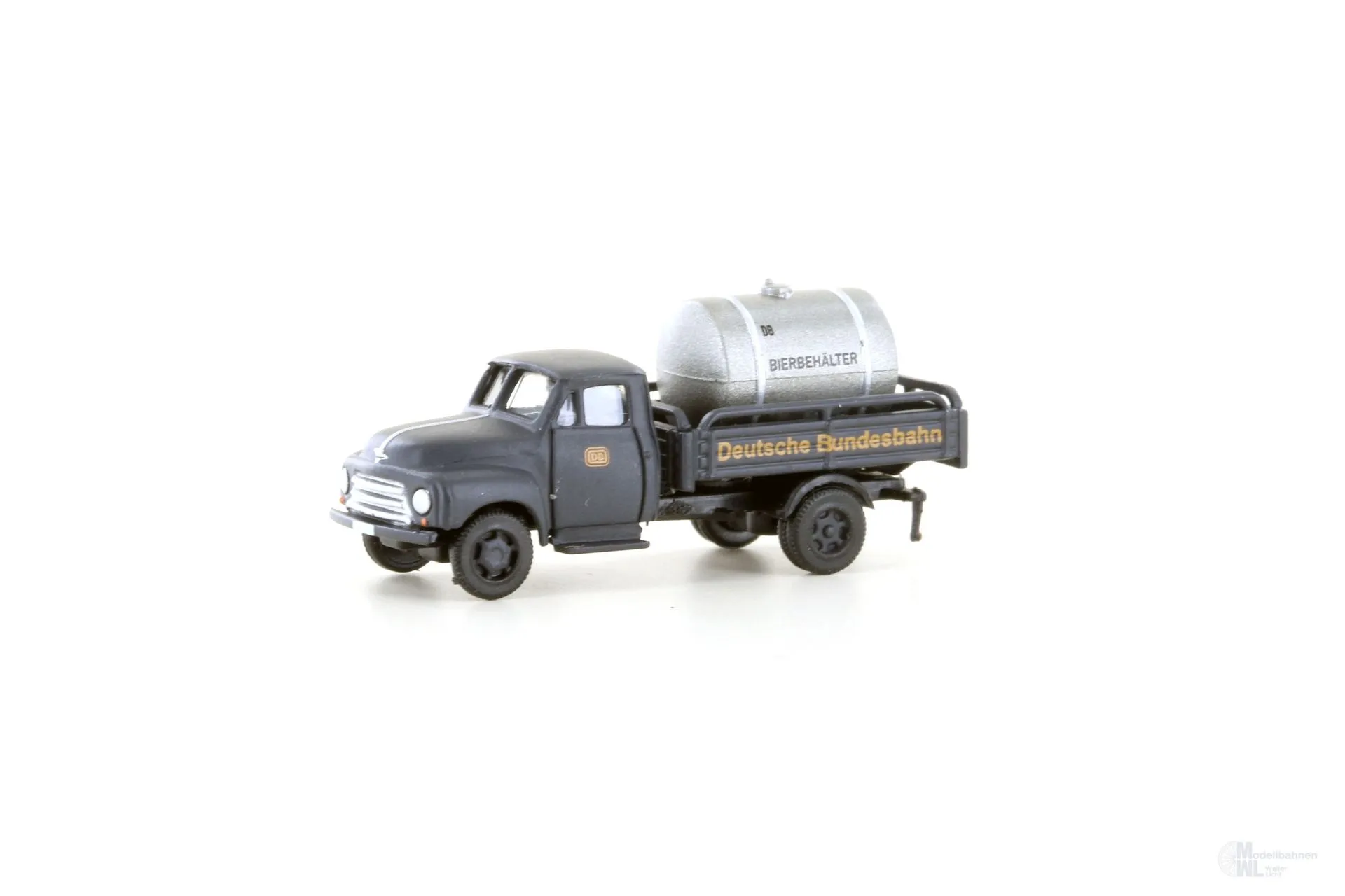 Lemke Minis 3239 - Opel Blitz Pritsche - DB mit von Haus zu Haus Bierbehälter N 1:160
