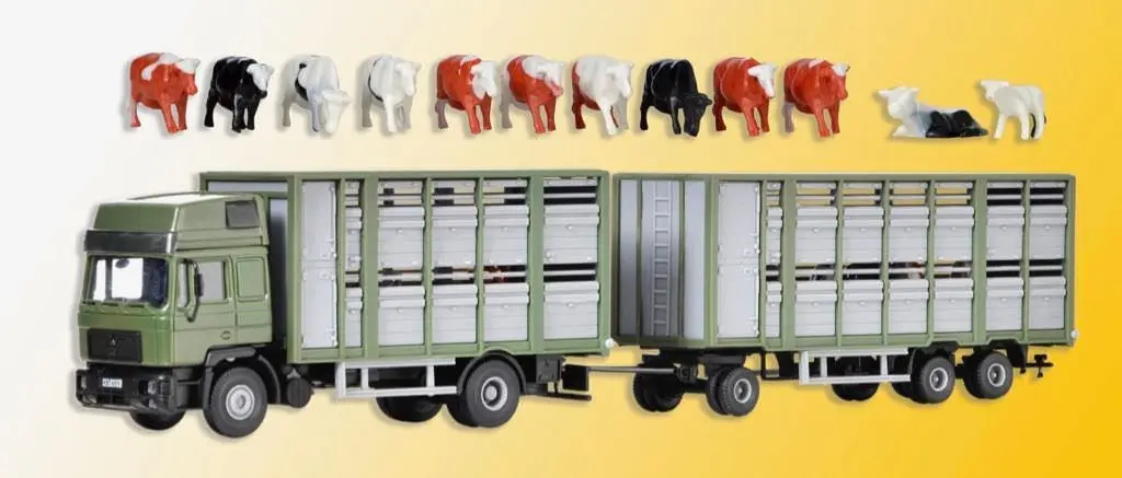 Kibri 12248 - Viehtransporter mit Anhänger und 12 Kühen H0 1:87