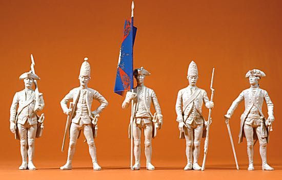 Preiser 57808 - Preußen um 1756 5 Figuren unbemalt 1:24