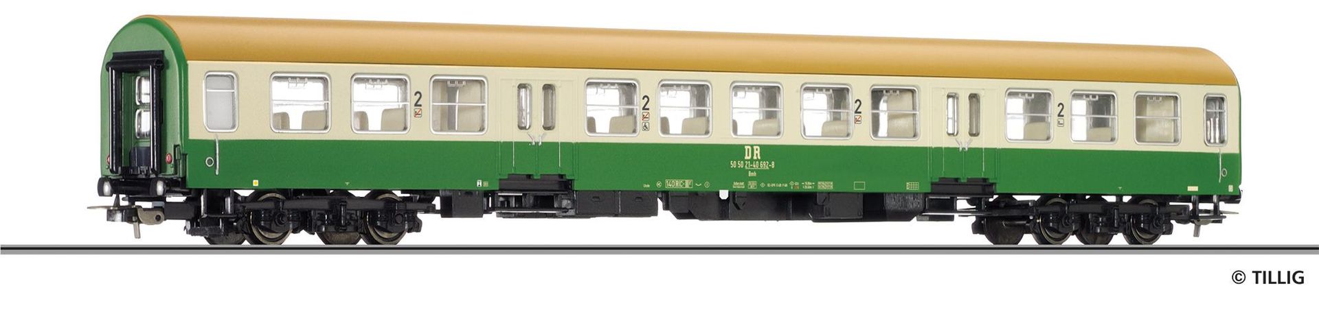 Tillig 74980 - Personenwagen DR Ep.IV 2.Kl. Bmh 2.Betr.Nr. H0/GL