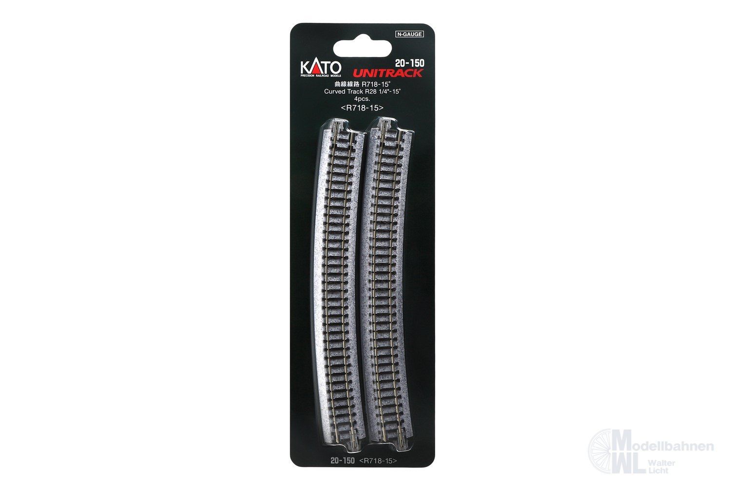 Kato 20-150 - Gleis gebogen R718 mm 15° 4 Stück N 1:160 Kato 20-150 - Gleis gebogen R718 mm 15° 4 Stück N 1:160