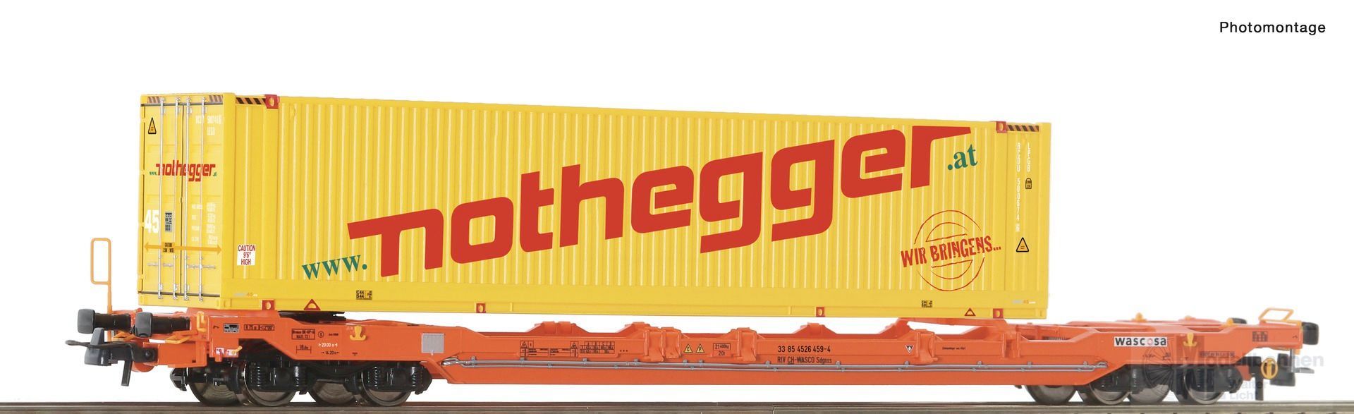 Roco 6600178 - Taschenwagen WASCOSA Ep.VI Container Nothegger H0/GL