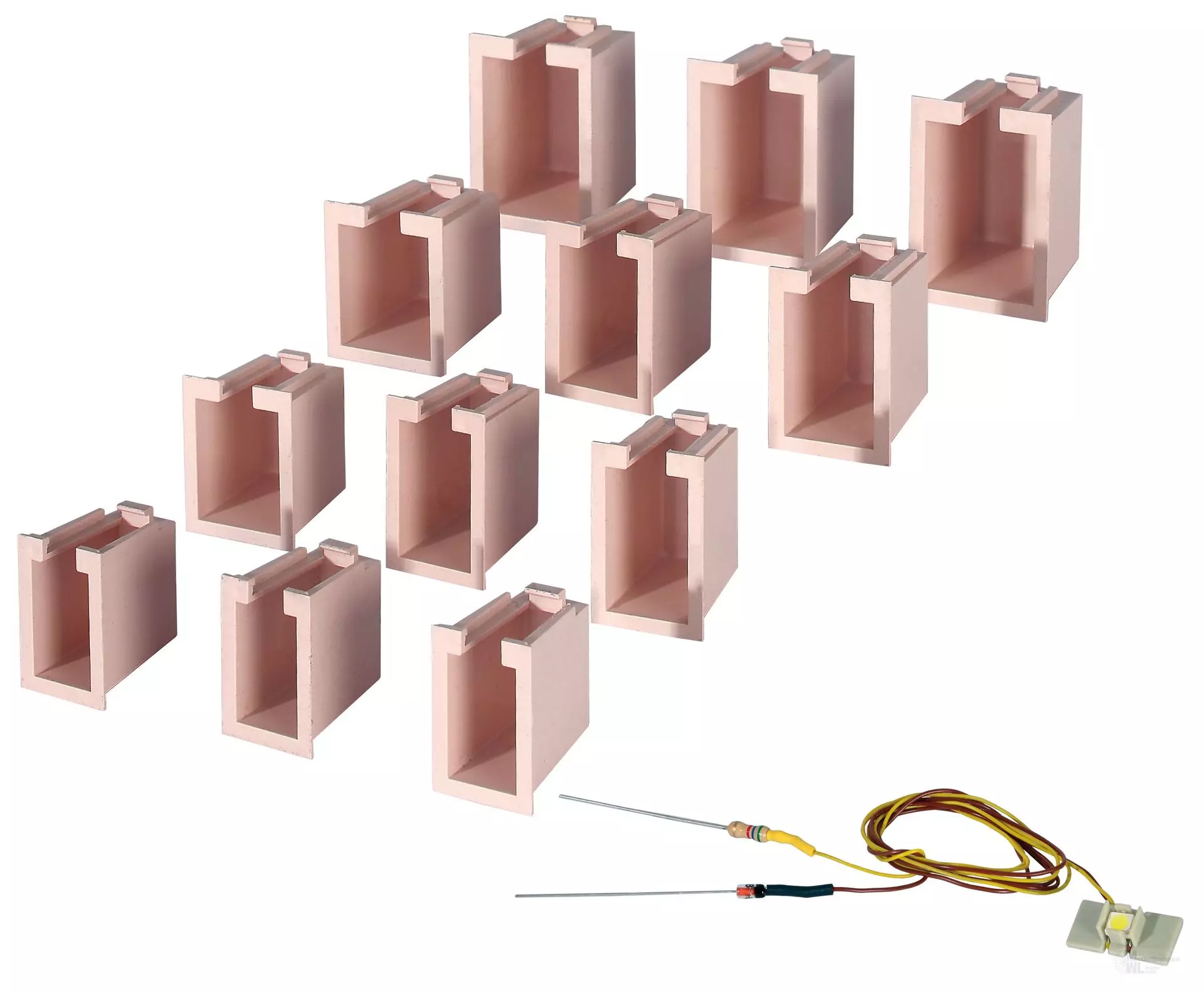 Viessmann 6005 - Startset Hausbeleuchtung 12 Boxen 4 verschiedene Größen 1 LED weiß H0 1:87