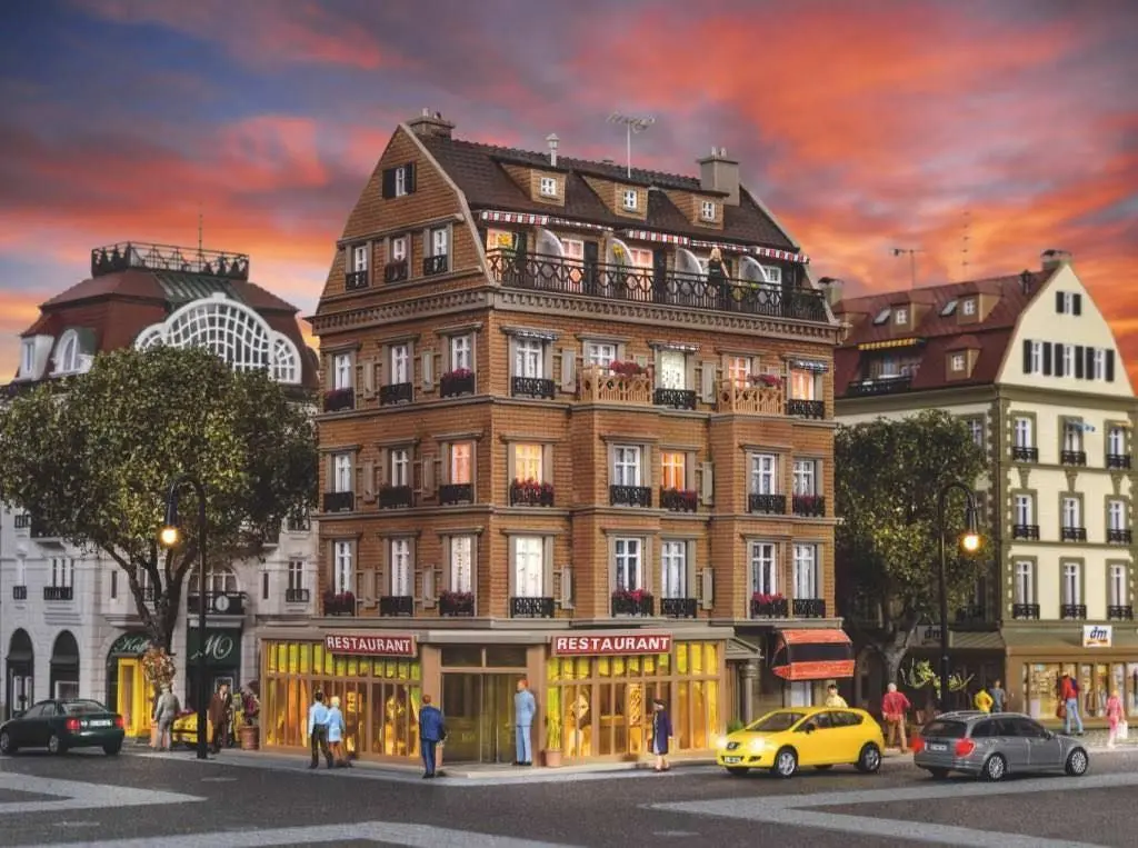 Vollmer 43781 - Restaurant mit Inneneinrichtung und LED Beleuchtung H0 1:87