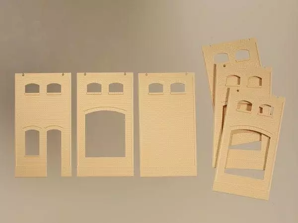 Auhagen 80619 - Wand 2410E, Wände 2410F, Wände 2410H gelb H0 1:87