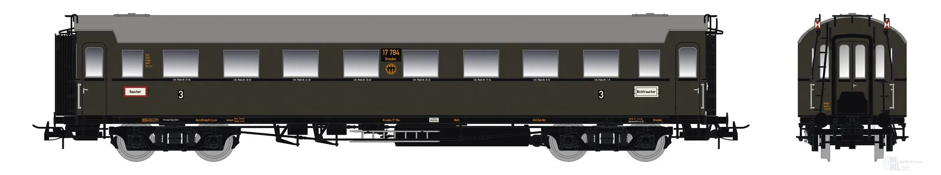 Saxonia Modellbau 87225 - Personenwagen DRG Ep.II C4Ü Sa 07 Schlusswagen H0/GL
