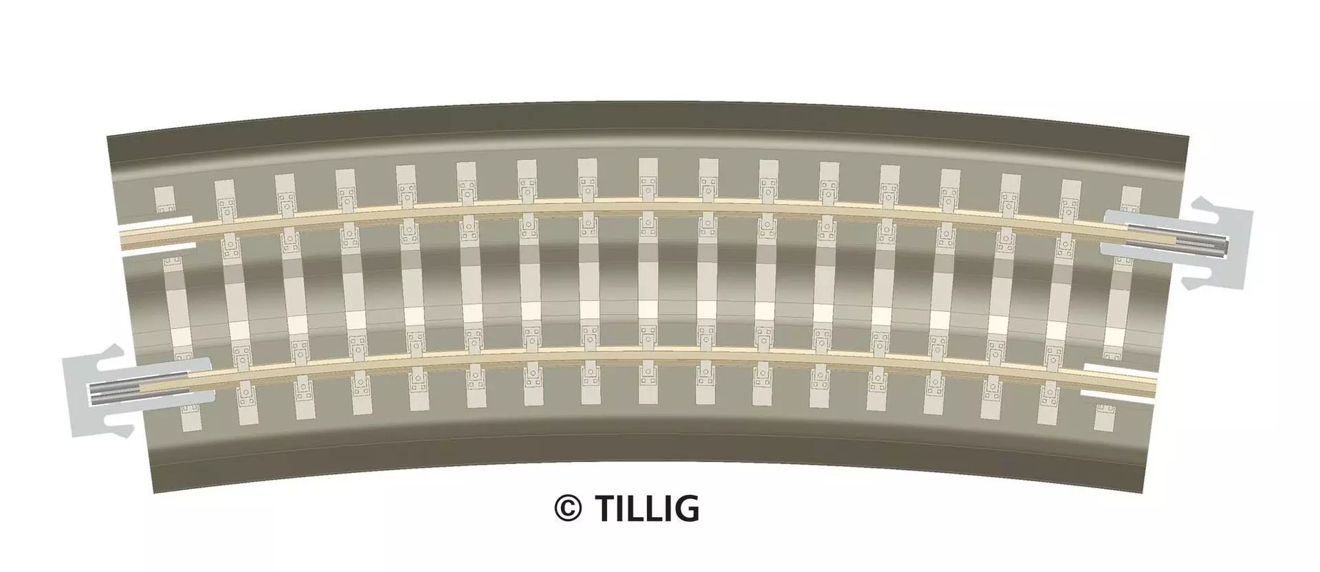 Tillig 83782 - Bettungsgleis Gleis gebogen R 396 mm Übergang braun TT 1:120