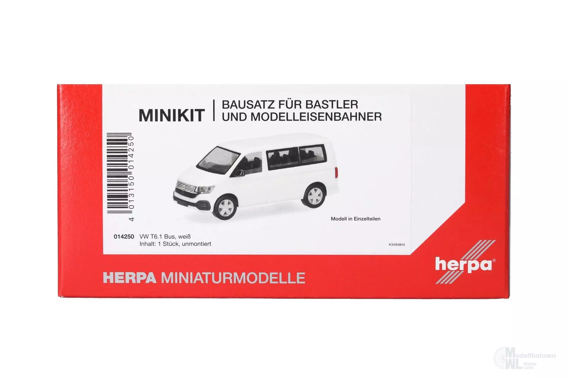 Herpa 014250 - MiniKit VW T6.1 Bus, weiß H0 1:87