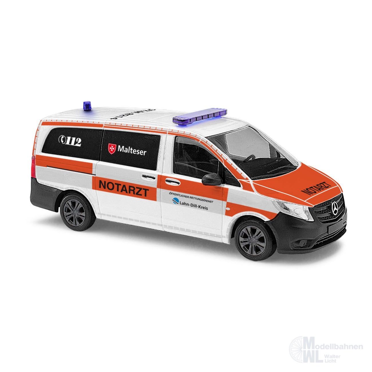 Busch 54806 - Mercedes-Benz Vito Malteser NEF Lahn-Dill-Kreis Baujahr 2014 H0 1:87
