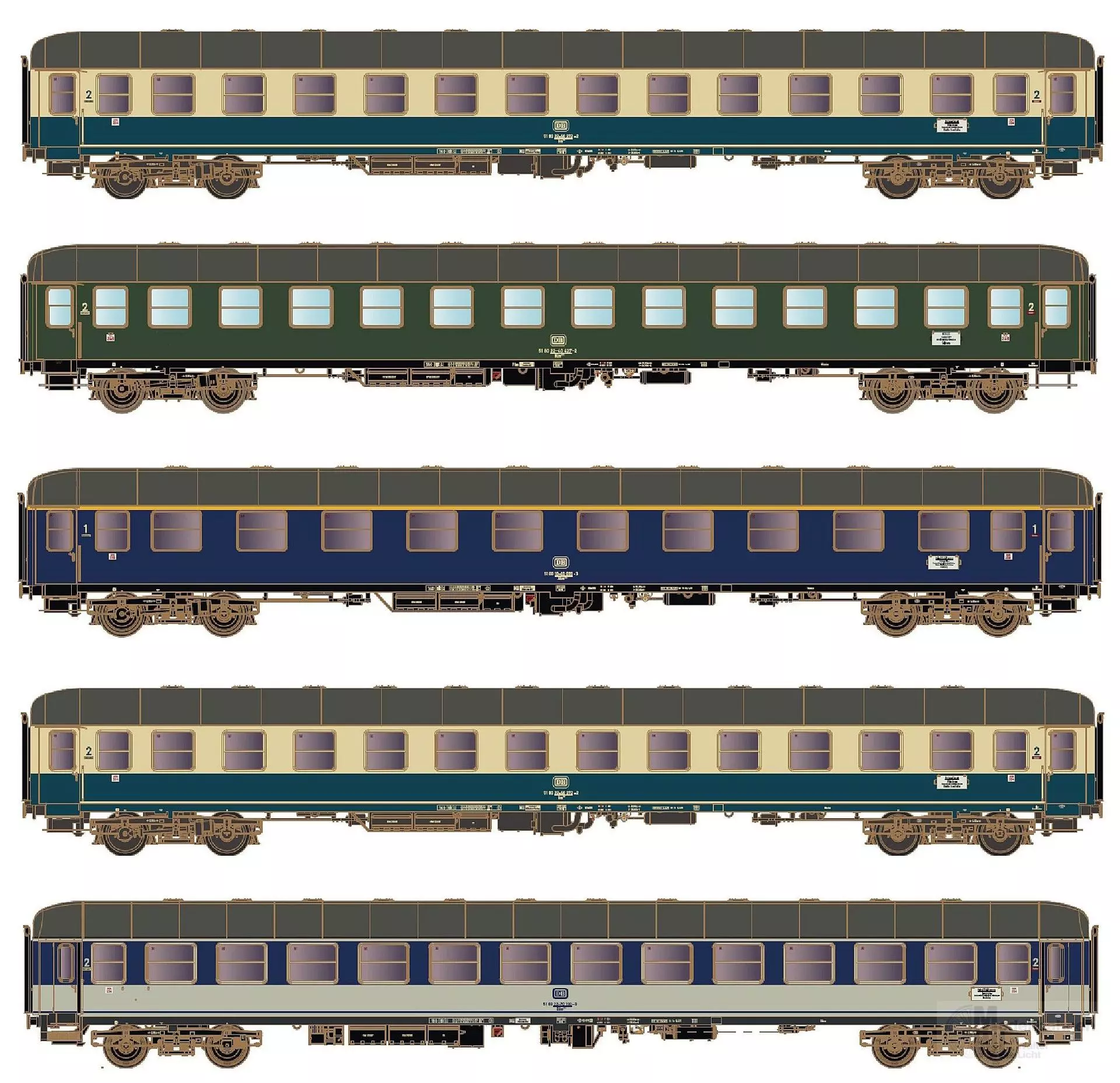 Hobbytrain 43049 - Personenwagen Set DB Ep.IVa D 912 5.tlg. H0/WS