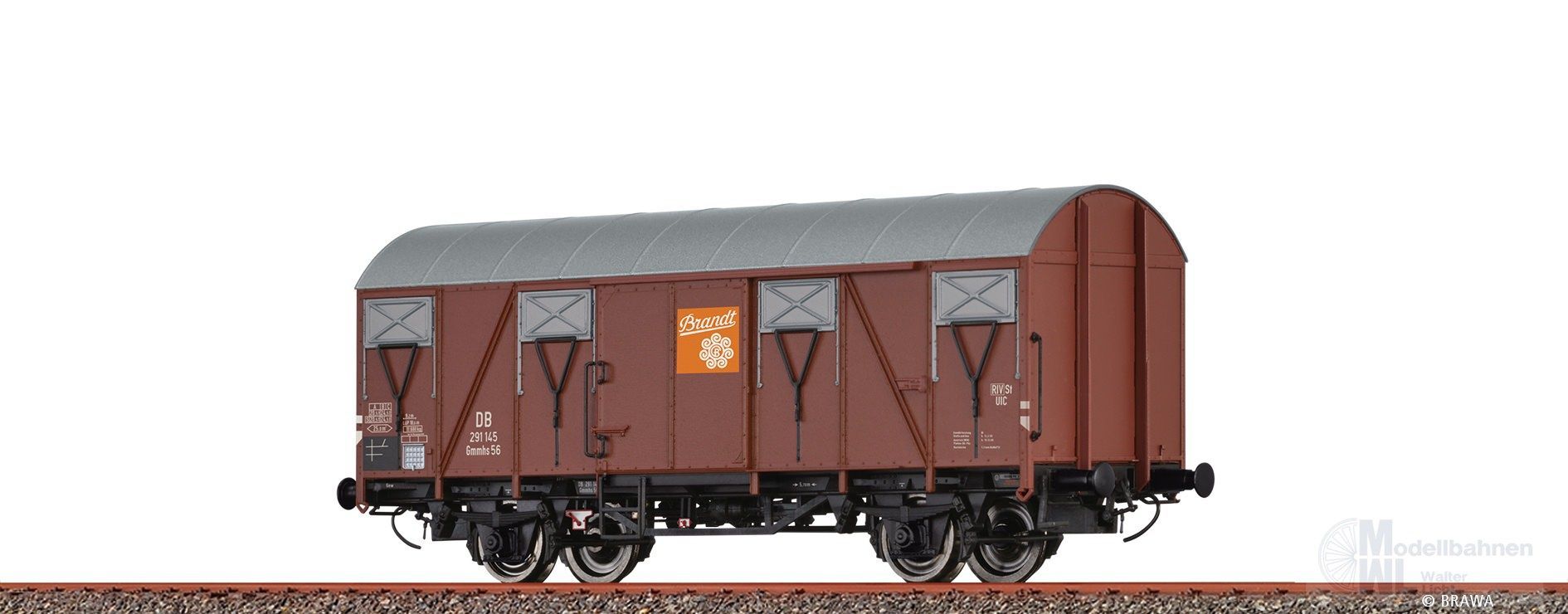 Brawa 50143 - Güterwagen gedeckt DB Ep.III Kmmhs56 Brandt H0/GL