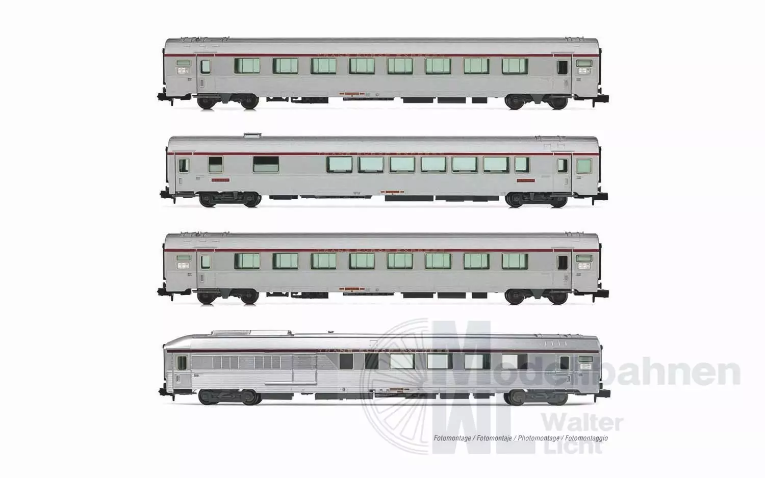 Arnold 4499 - Personenwagen Set SNCF Ep.IV TEE Jules Verne 4.tlg. N 1:160
