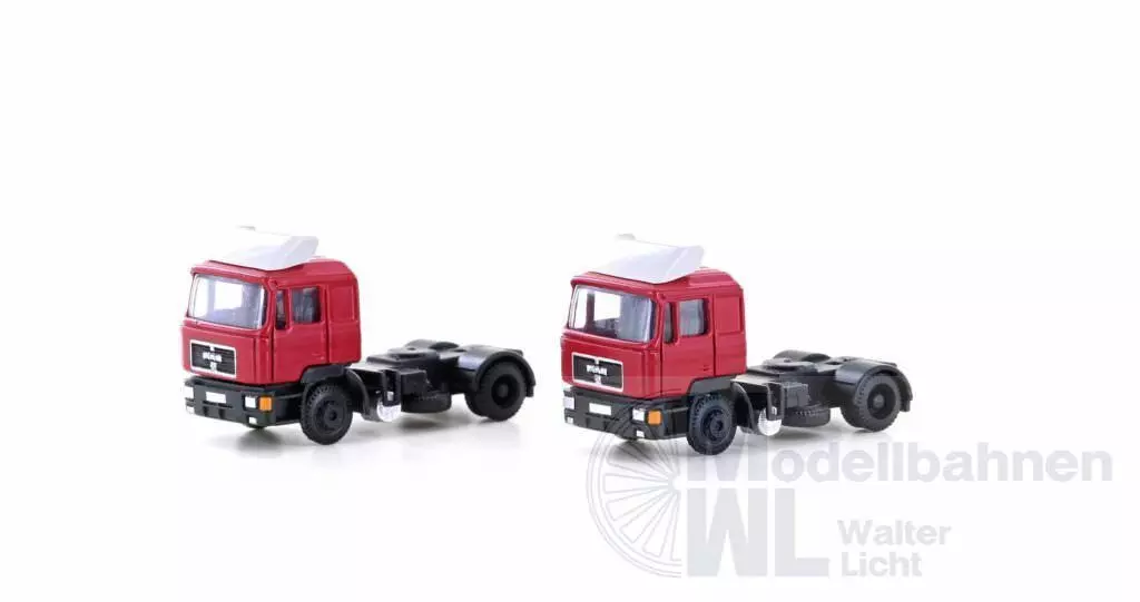 Lemke Minis 4073 - Sattelzugmaschine MAN F90 2-achs rot 2 Stück N 1:160