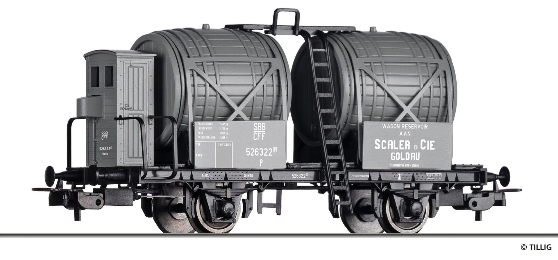 Tillig 77014 - Weinfasswagen SBB Ep.II Scaler & Cie H0/GL