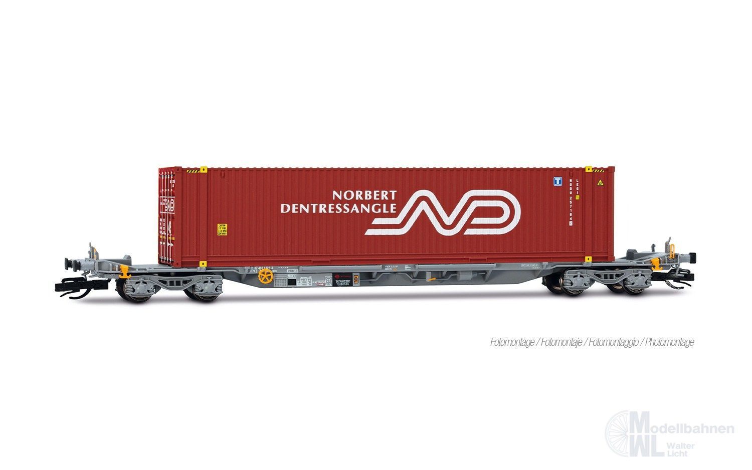 Arnold 9766 - Containertragwagen Ep.VI Container Norbert Dentressangle TT 1:120