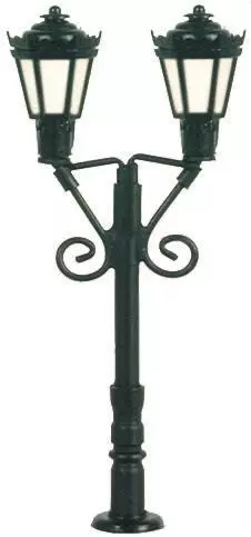 Viessmann 6473 - Parklaterne zweiflammig, schwarz, LED warmweiß N 1:160
