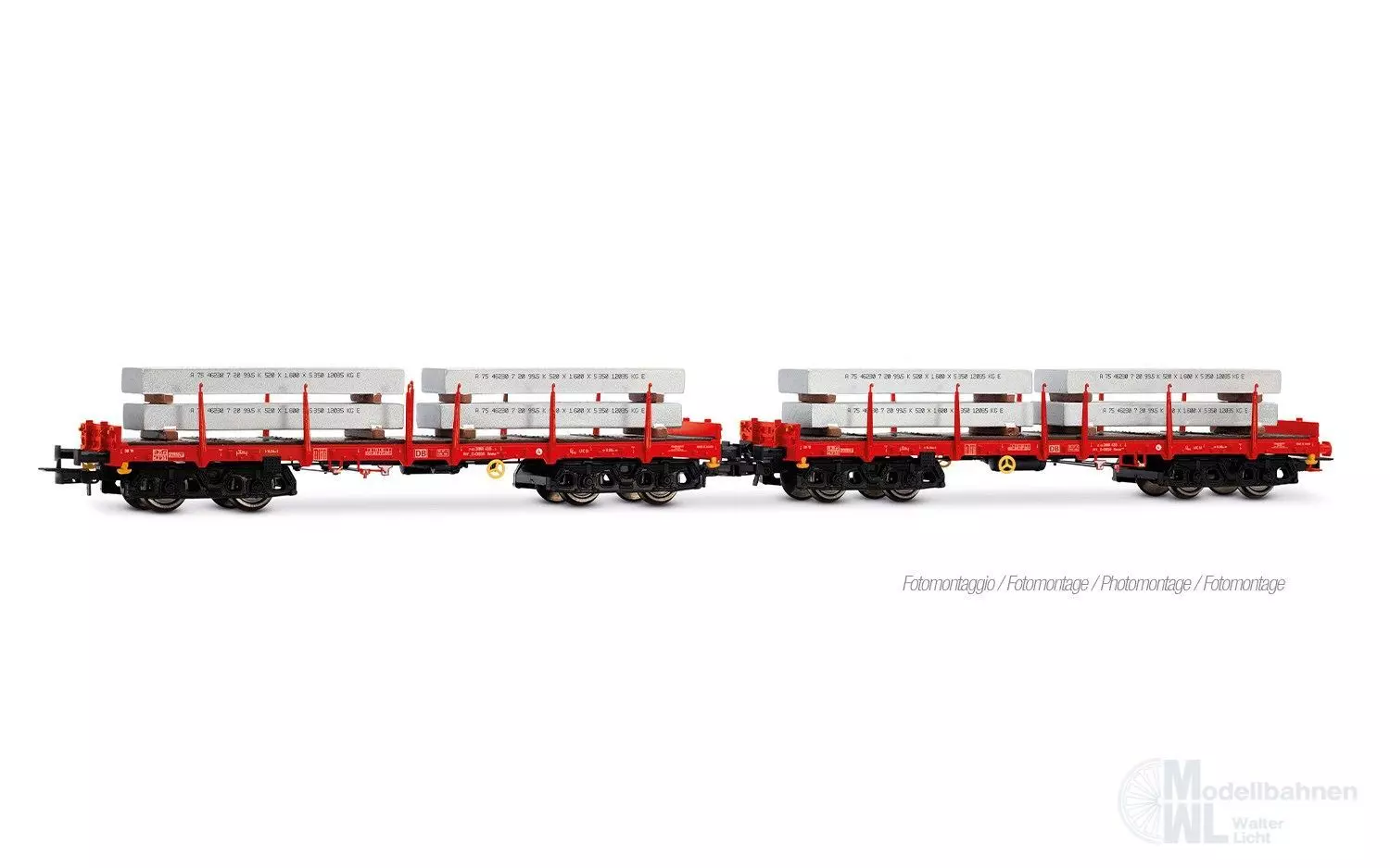 Rivarossi 6702 - Rungenwagen Set DB Ep.VI 2.tlg. beladen mit Alu-Blöcken H0/GL