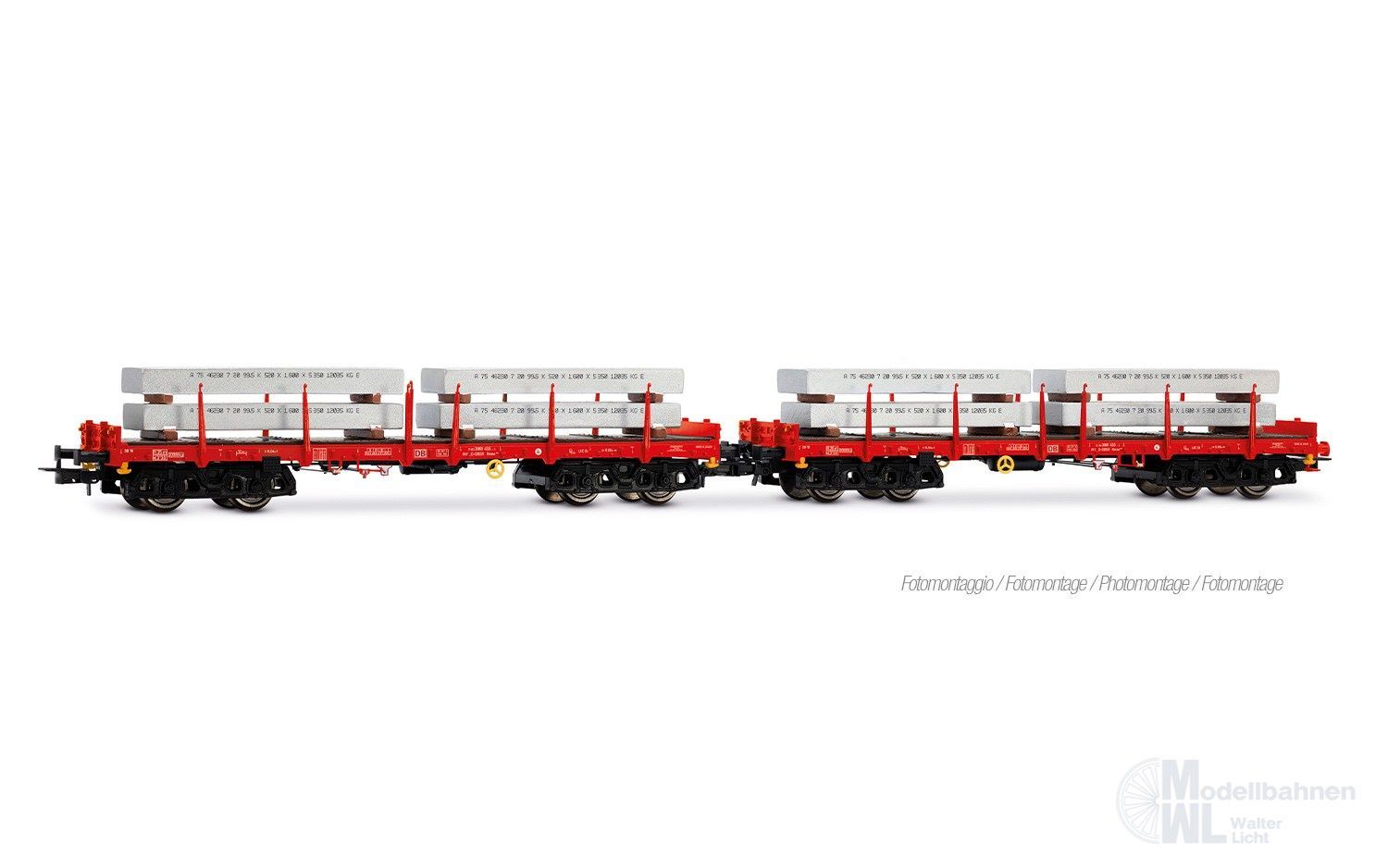 Rivarossi 6702 - Rungenwagen Set DB Ep.VI 2.tlg. beladen mit Alu-Blöcken H0/GL