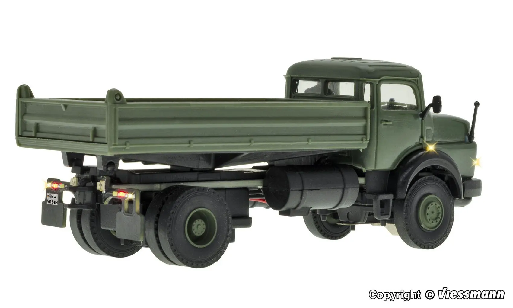 Viessmann 8161 - CarMotion Mercedes-Benz Rundhauber 2-achs mit Kipp-Pritsche Militär H0 1:87
