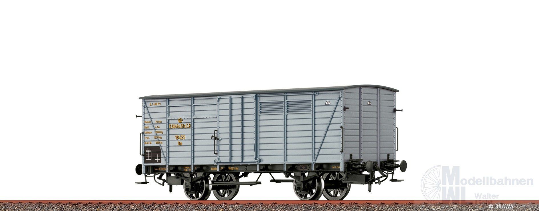 Brawa 49883 - Güterwagen ged. K.Sächs.STS.E.B. Ep.I Gm 18 423 H0/GL