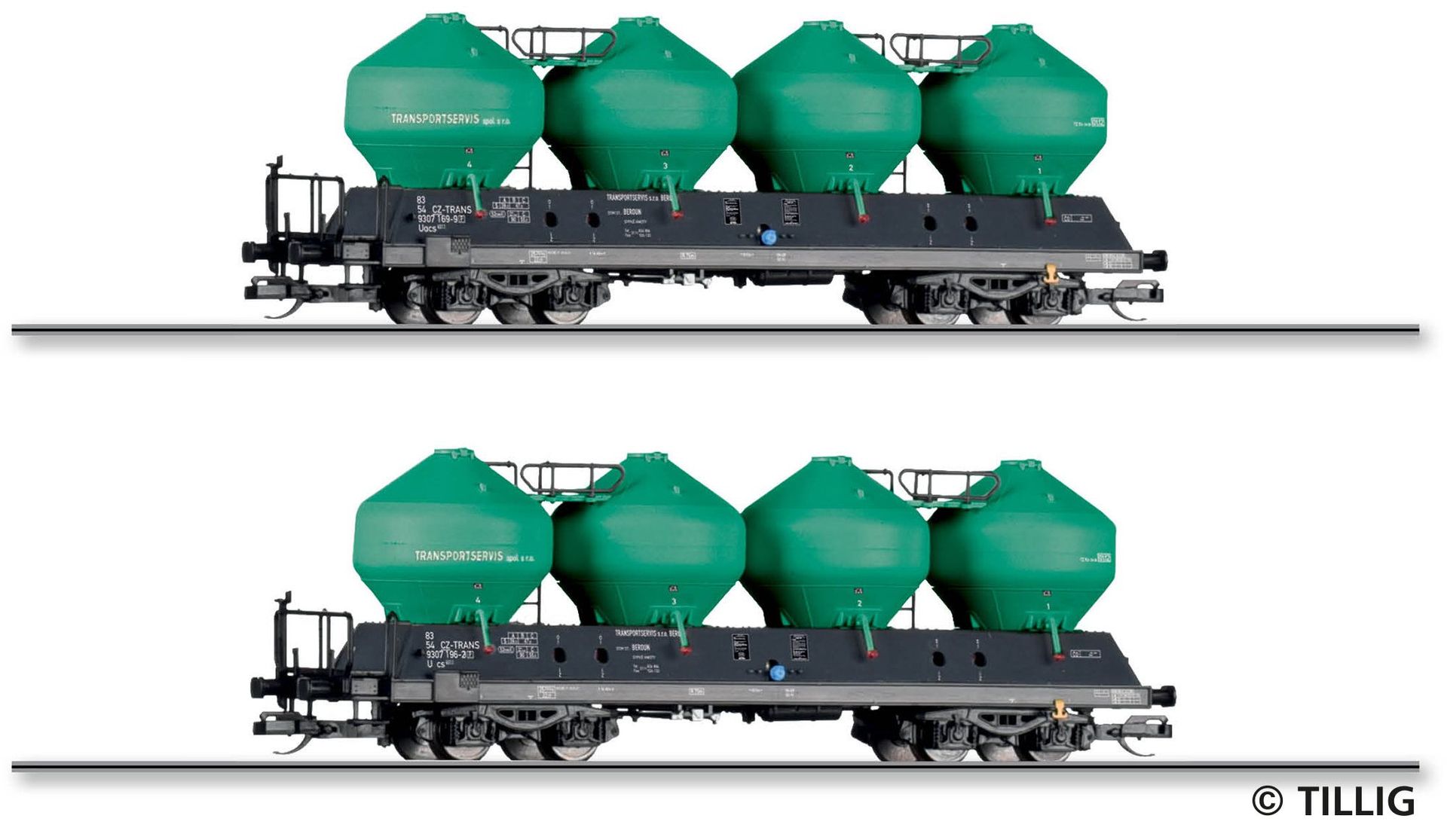 Tillig 01116 - Güterwagen Set Transportservics s.r.o. Beroun Ep.VI 2.tlg. TT 1:120