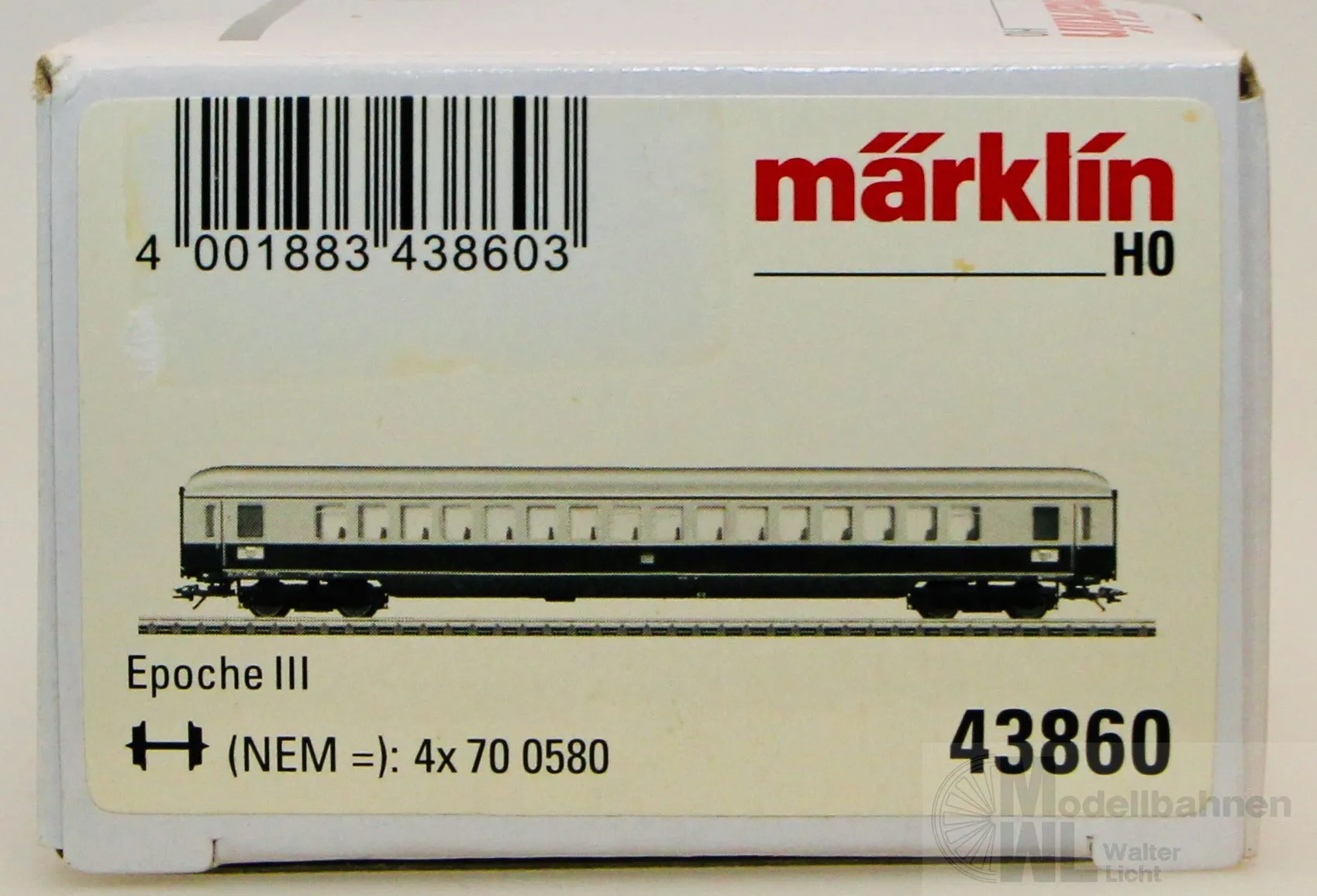 Märklin 43860 - MÄRKLIN - Großraumwagen DB Ep.III Rheingold Ap4üm 1.Kl. H0/WS