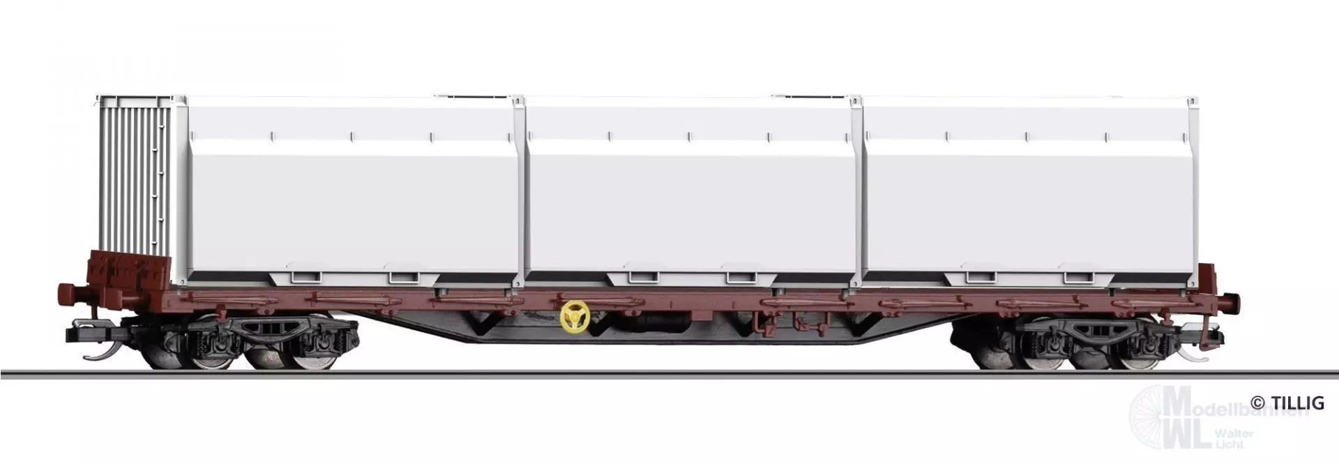 Tillig 18137 - Containertragwagen DB Ep.V Innofreight WoodTainer TT 1:120