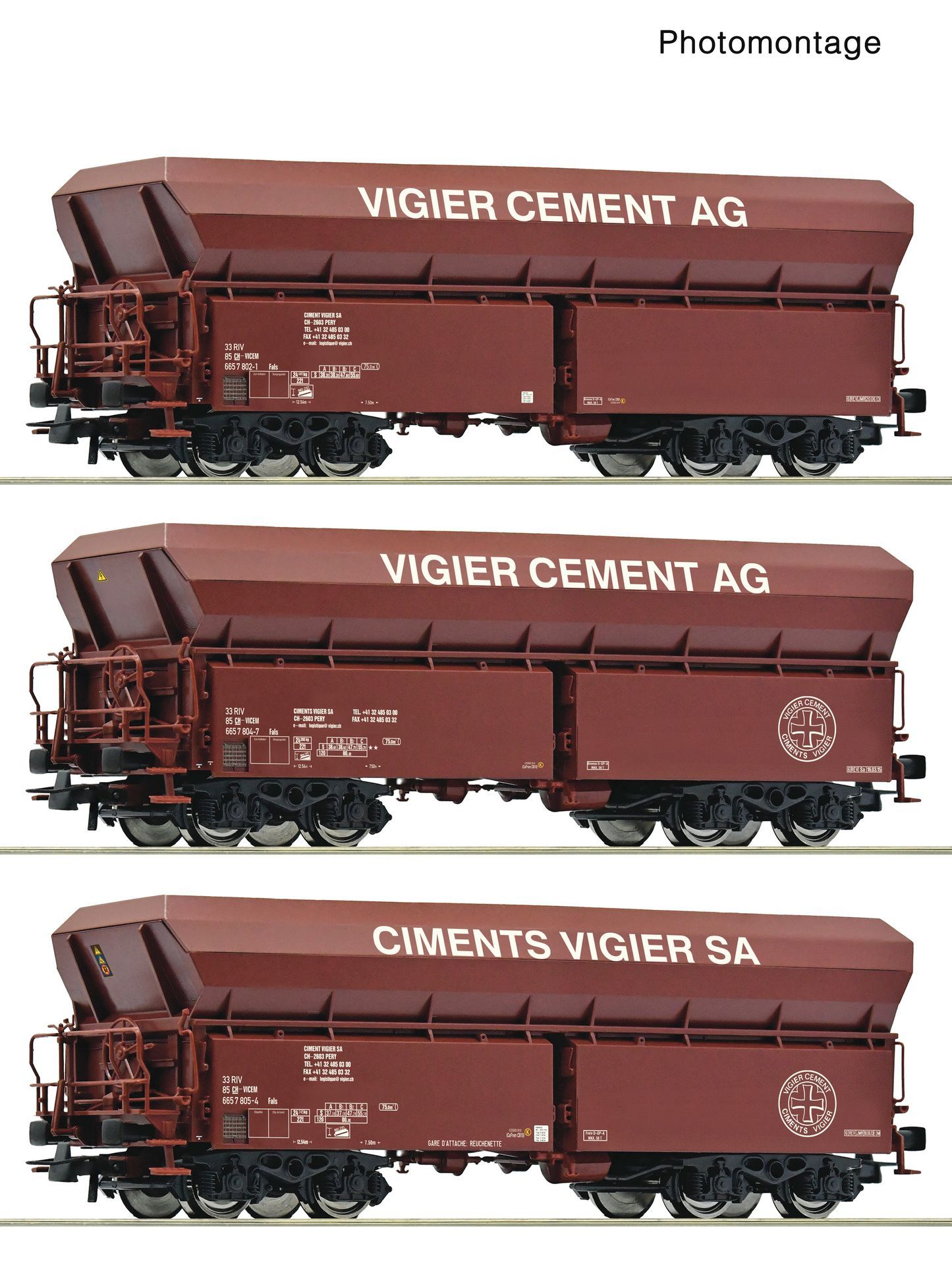 Roco 6600230 - 3er Set Selbstentladewagen Vigier