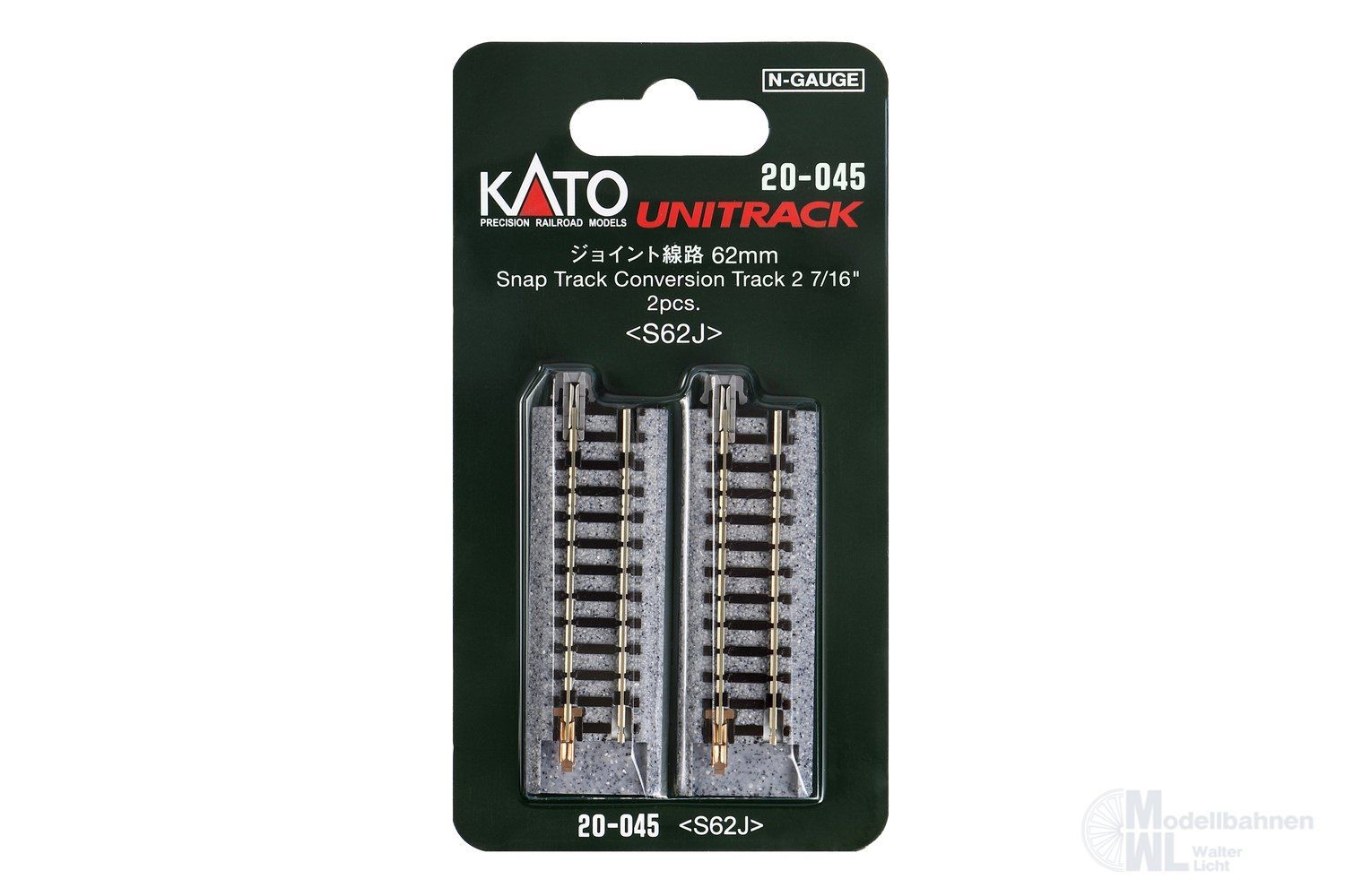 Kato 20-045 - Verbindungsgleis gerade 62 mm 2 Stück N 1:160 Kato 20-045 - Verbindungsgleis gerade 62 mm 2 Stück N 1:160