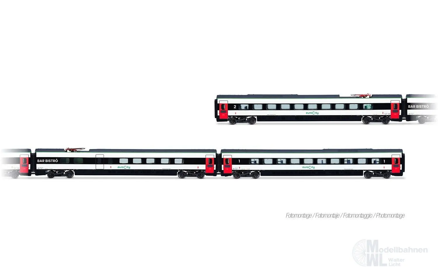 Arnold 3516 - Ergänzungswagen Set zum Triebzug ETR 610 FS Ep.VI 3.tlg. N 1:160