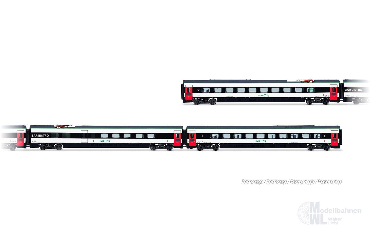 Arnold 3516 - Ergänzungswagen Set zum Triebzug ETR 610 FS Ep.VI 3.tlg. N 1:160
