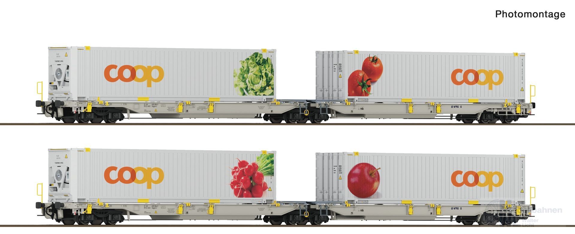 Roco 6600322 - Doppeltaschen-Gelenkwagen railCare Ep.VI 2.tlg. COOP Set 1 H0/GL