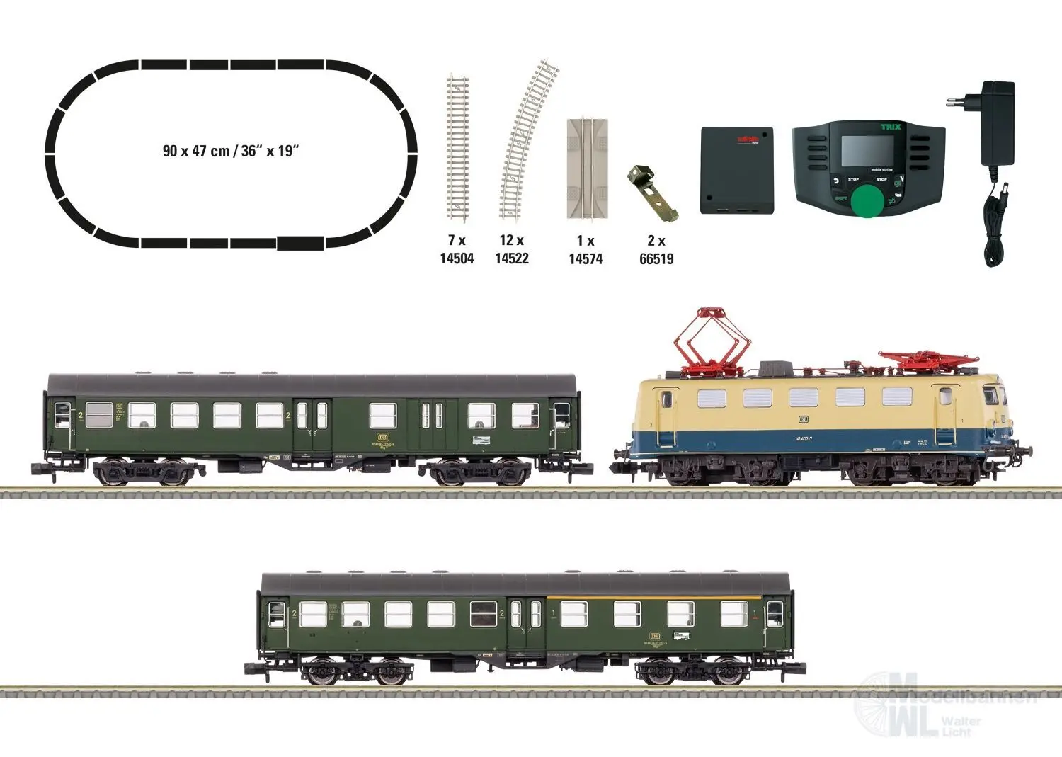 Trix 11132 - Startpackung Personenzug E-Lok BR 141 DB Ep.IV N 1:160 Sound