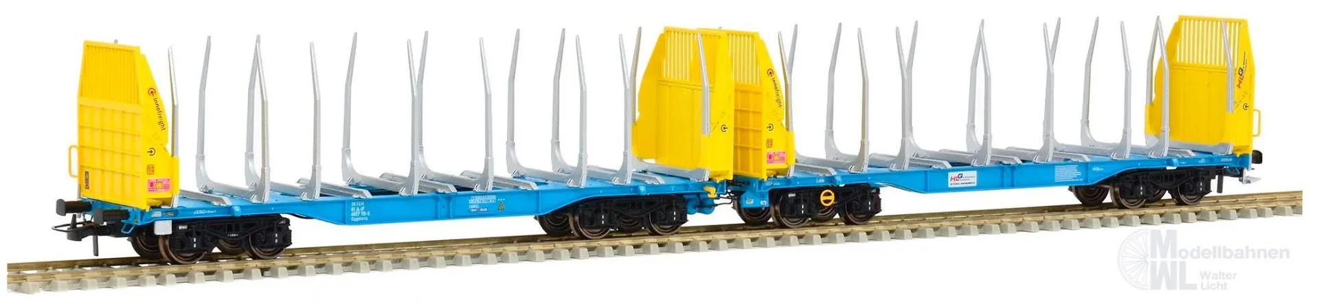 Sudexpress S657115 - Rungenwagen Einheit Innofreight (AT) Ep.VI Smart GigaWood gelb/blau H0/GL