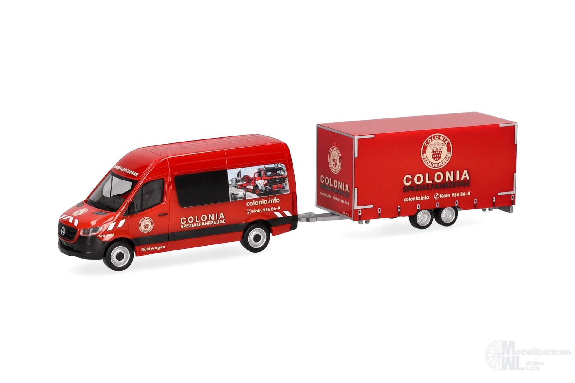 Herpa 098618 - Mercedes-Benz Sprinter 18 Halbbus mit Anhänger Colonia H0 1:87