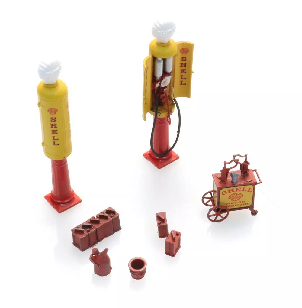 ARTITEC b.v. 387543 - Satz historischer Zapfsäulen Shell H0 1:87