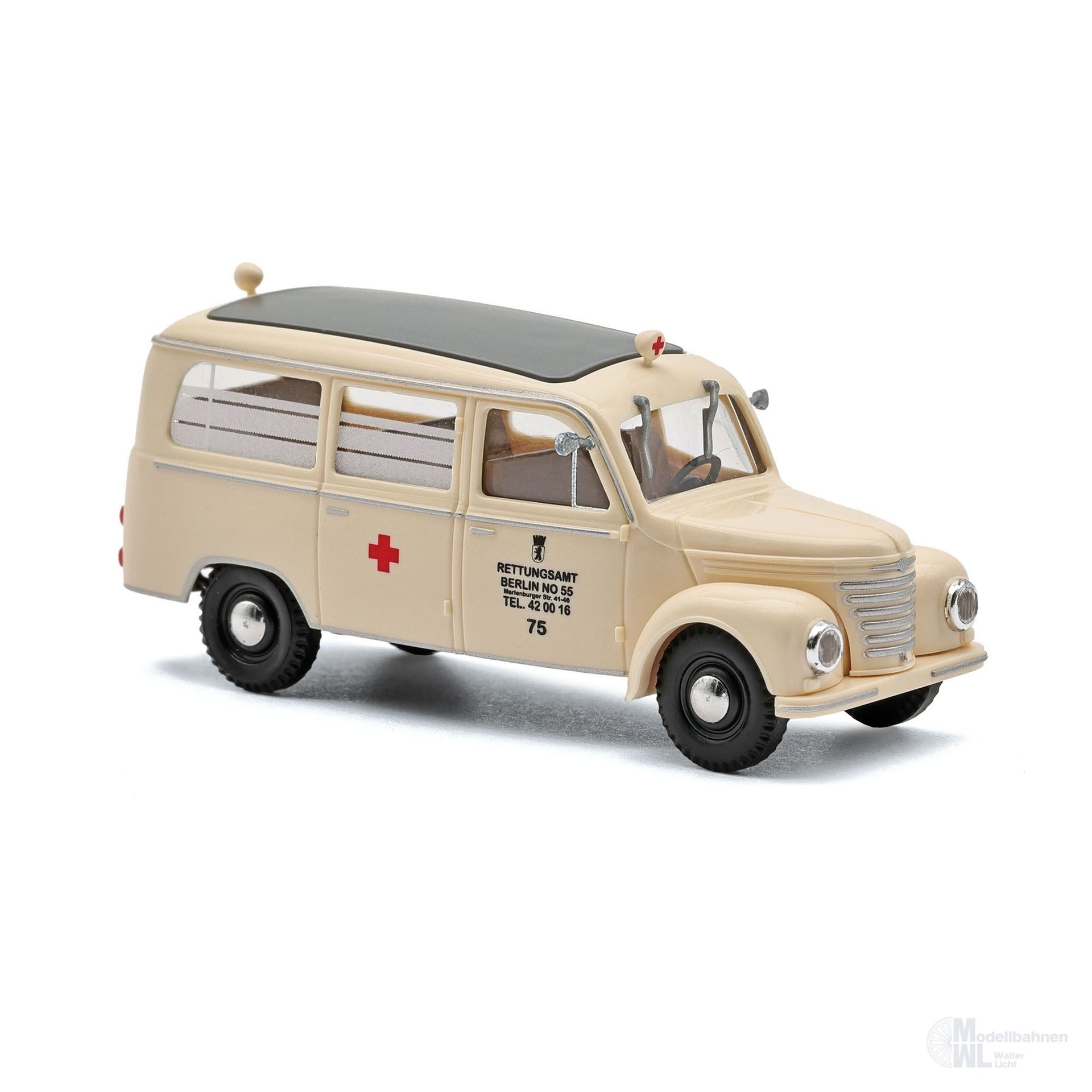 Busch 51266 - Framo V901/2 Krankenwagen Rettungsdienst Berlin Baujahr 1954 H0 1:87