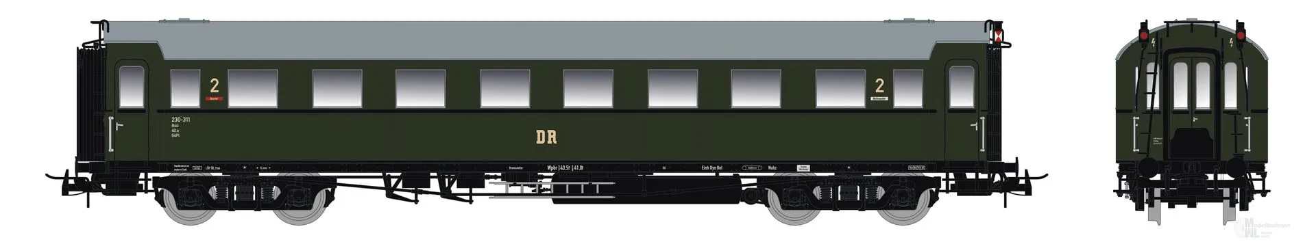 Saxonia Modellbau 87228 - Personenwagen DR Ep.III C4Ü Sa 07 Schlusswagen Beleuchtung H0/GL