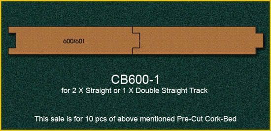 PROSES PCB-600 - Korkgleisbett vorgefertigt 10.Stck. für gerade Gleise R600-601