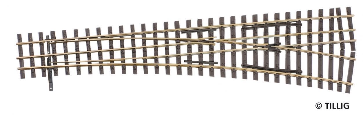 Tillig 85195 - Dreischienen-Schmalspurweiche rechts Länge 228 mm H0-H0e/H0e Tillig 85195 - Dreischienen-Schmalspurweiche rechts Länge 228 mm H0-H0e/H0e