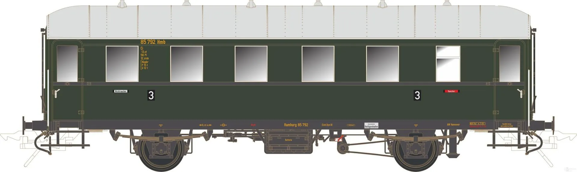 Lenz 41128-01 - Einheitsnebenbahnwagen DB Ep.III Ci-33 3.Kl. Spur 0