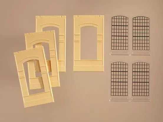 Auhagen 80610 - Wände 2342J gelb, Industriefenster H0 1:87