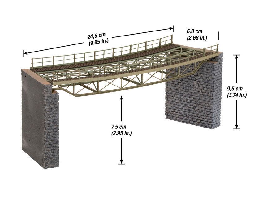 Noch 67026 - Brückenfahrbahn, gebogen mit Brückenköpfen, Radius (R2) 437 mm H0 1:87