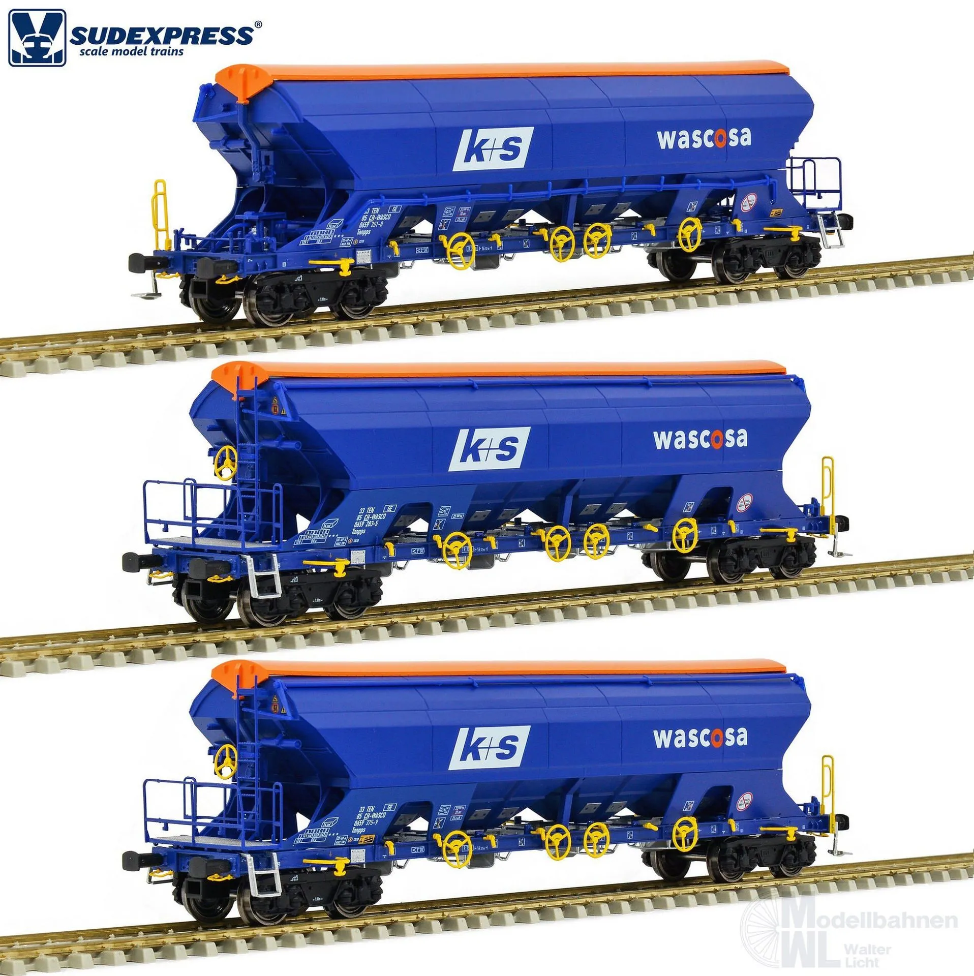 Sudexpress S659002 - Schüttgutwagen Set Wascosa Ep.VI 3.tlg. Tanpps H0/GL