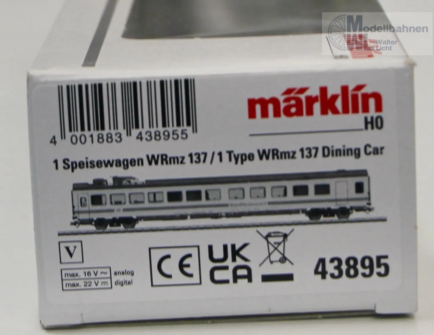 Märklin 43895 - MÄRKLIN - Speisewagen DB AG Ep.V WRmz 137 H0/WS