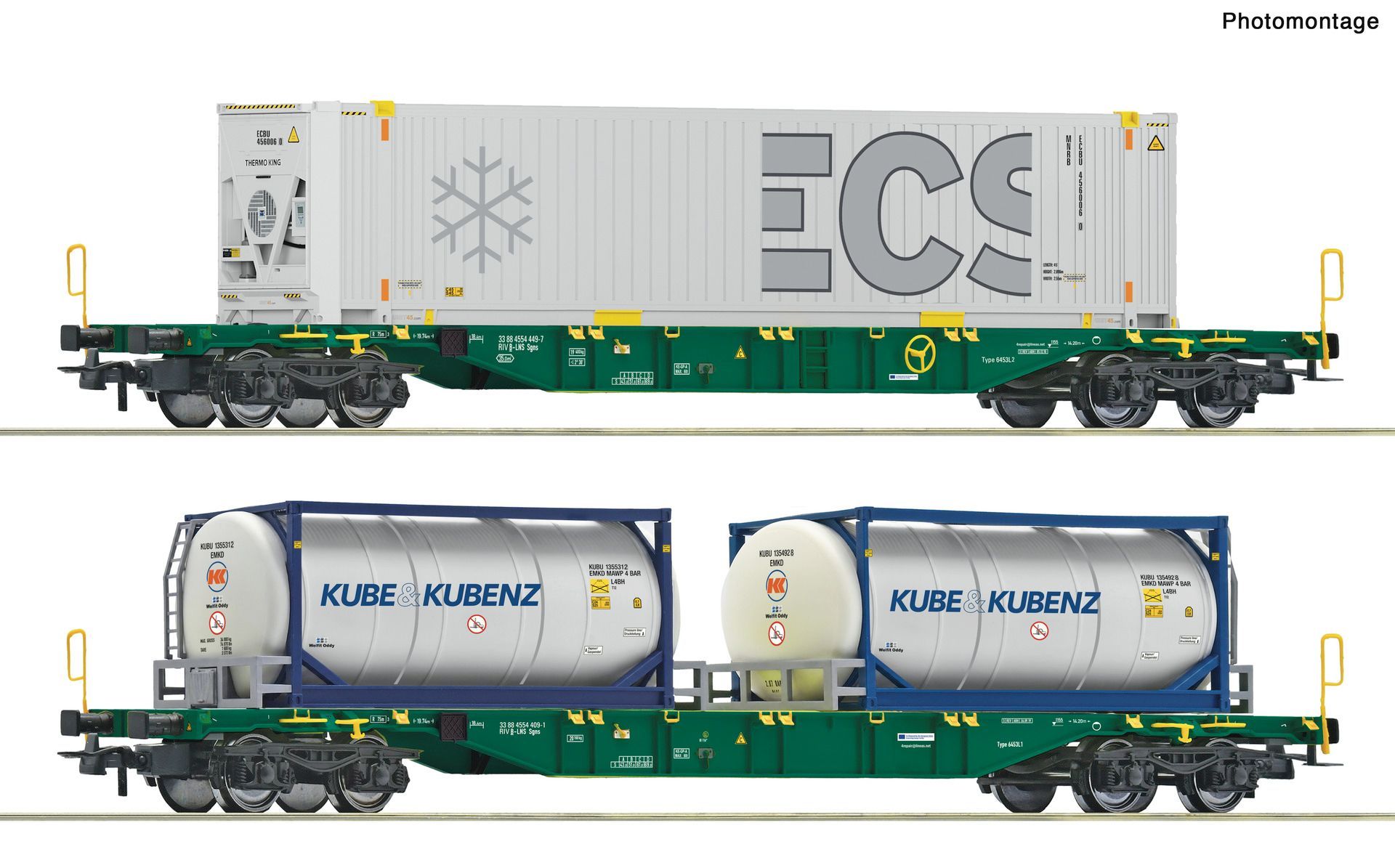 Roco 6600361 - 2er Set Containertragwagen Sgns Lineas