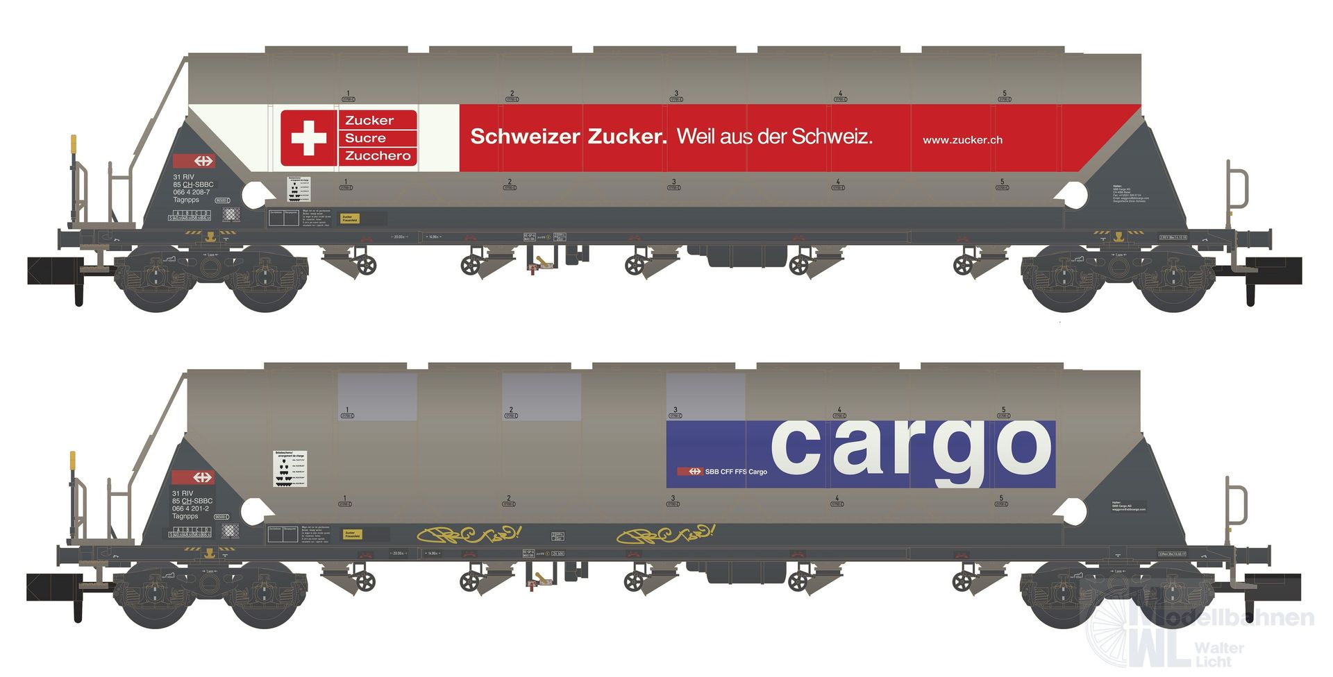 Hobbytrain 23479 - Silowagen Set SBB Cargo Ep.VI 2.tlg. gealtert N 1:160