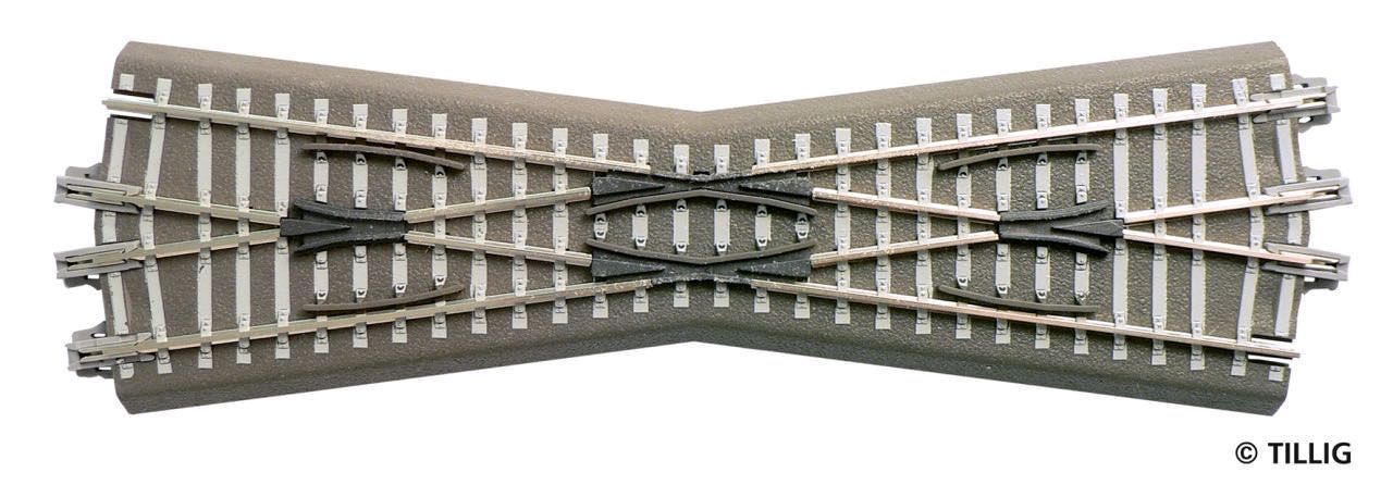 Tillig 83761 - Bettungsgleis-Kreuzung 15° 166 mm braun TT 1:120