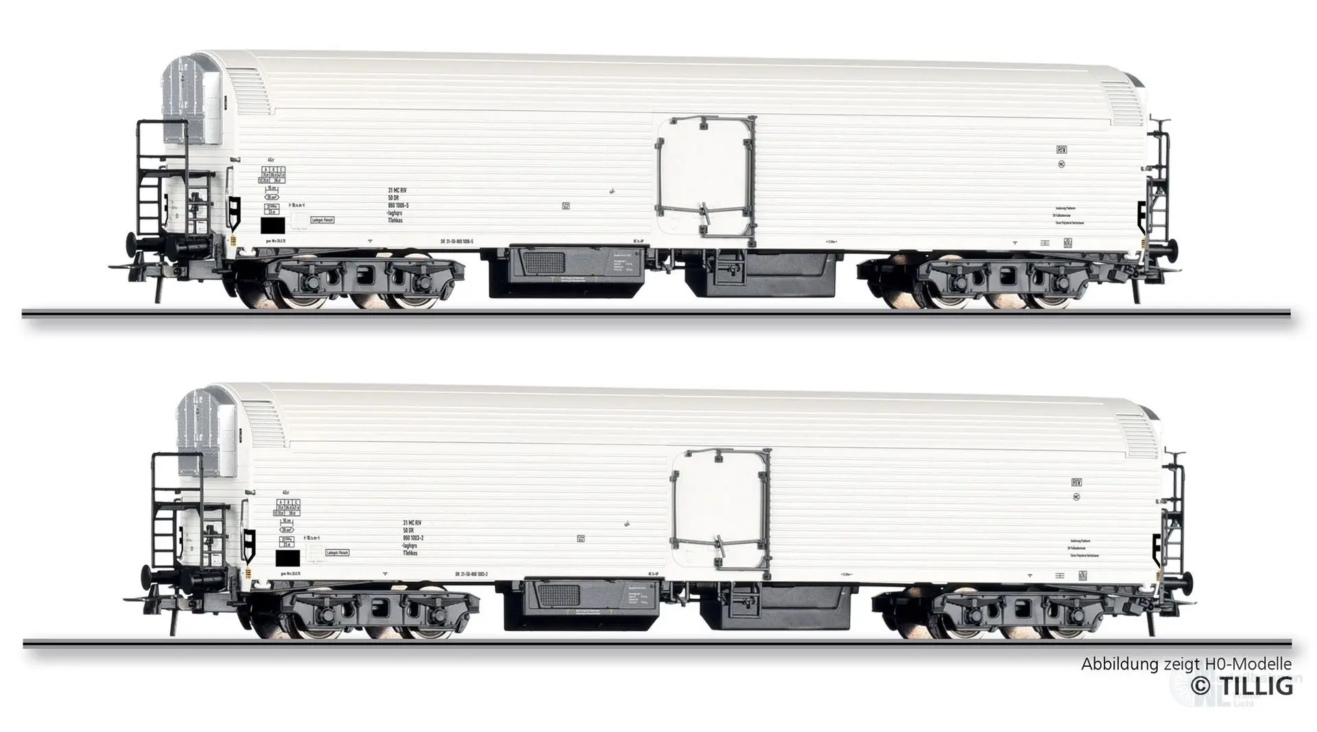Tillig 01144 - Maschinenkühlwagen Set DR Ep.IV 2.tlg TT 1:120