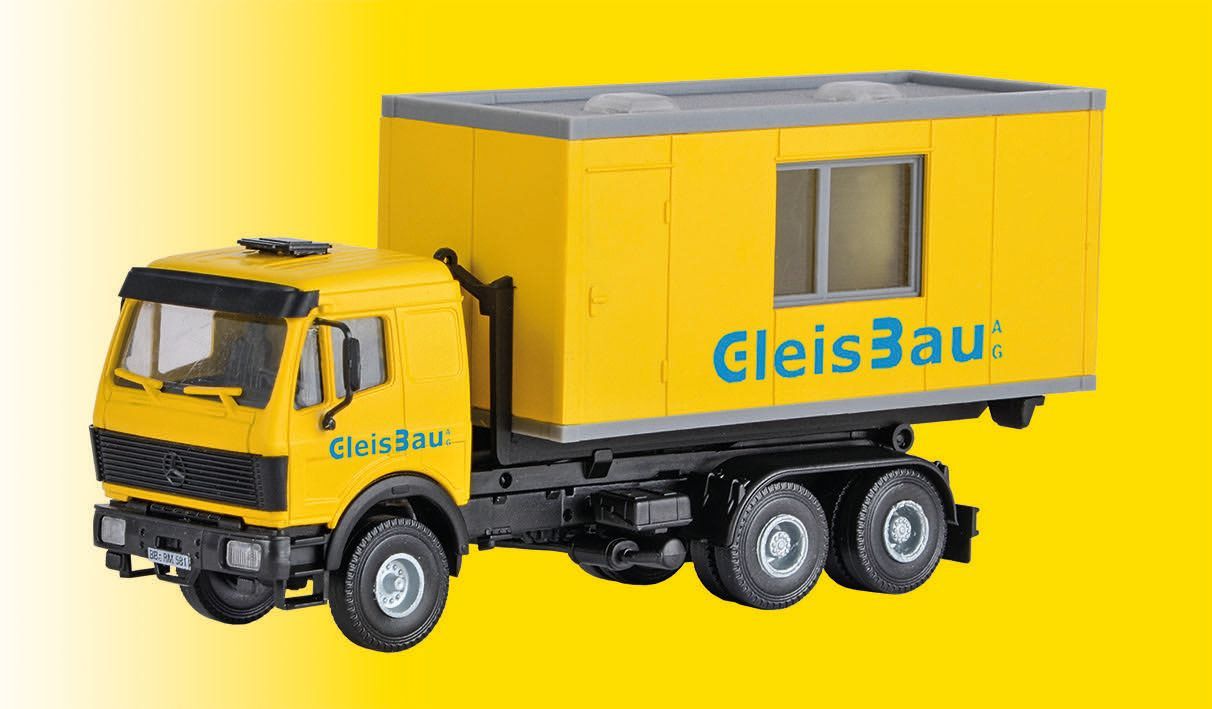 Kibri 16310 - Mercedes-Benz LP Wechsellader mit GleisBau Bürocontainer H0 1:87 Kibri 16310 - Mercedes-Benz LP Wechsellader mit GleisBau Bürocontainer H0 1:87